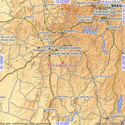 Topographic map of Bela Vista de Goiás