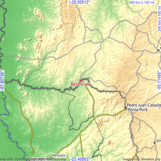 Topographic map of Bela Vista