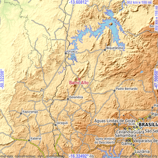 Topographic map of Barro Alto