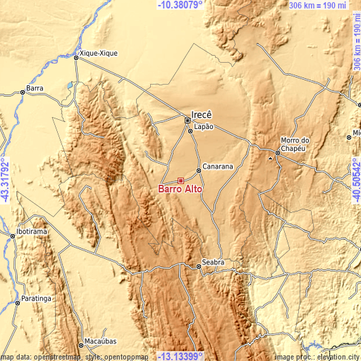 Topographic map of Barro Alto