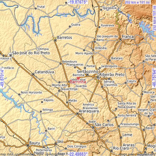 Topographic map of Barrinha