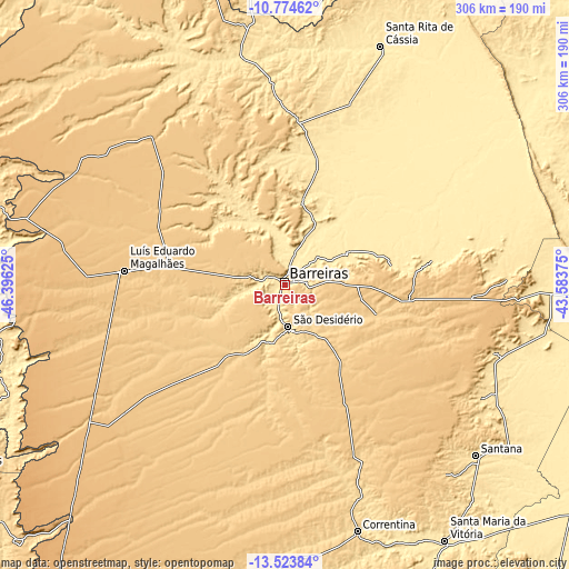 Topographic map of Barreiras