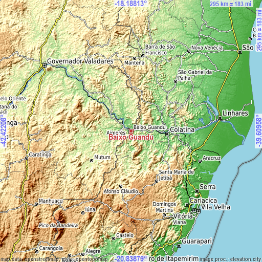 Topographic map of Baixo Guandu