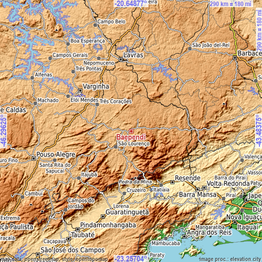 Topographic map of Baependi