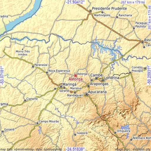 Topographic map of Astorga