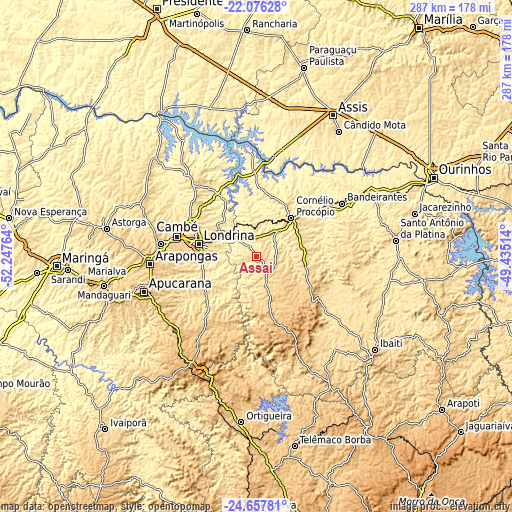 Topographic map of Assaí