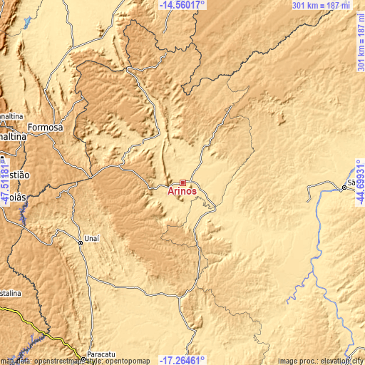 Topographic map of Arinos