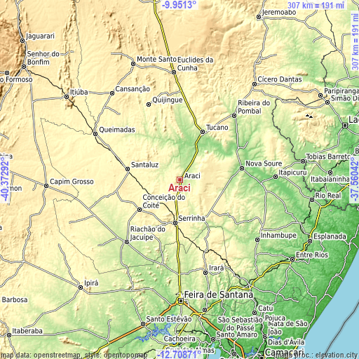 Topographic map of Araci