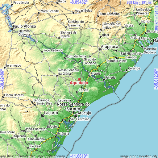 Topographic map of Aquidabã