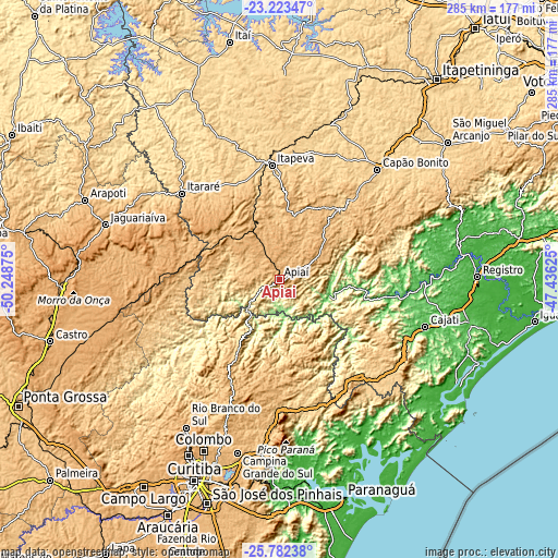 Topographic map of Apiaí