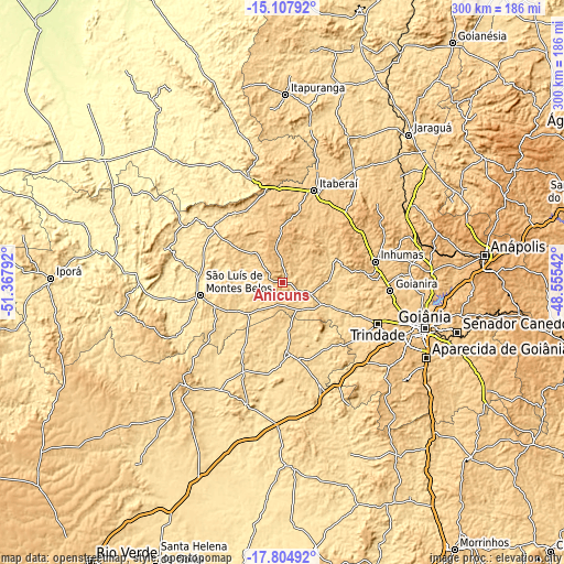 Topographic map of Anicuns