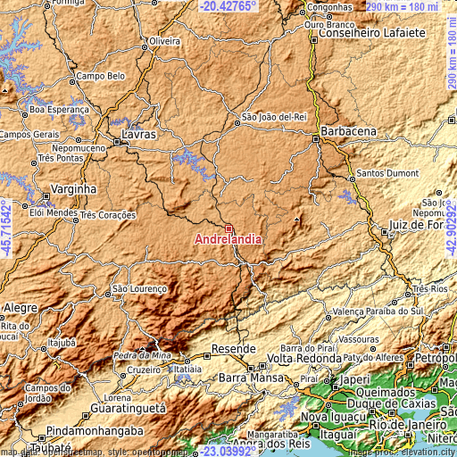 Topographic map of Andrelândia