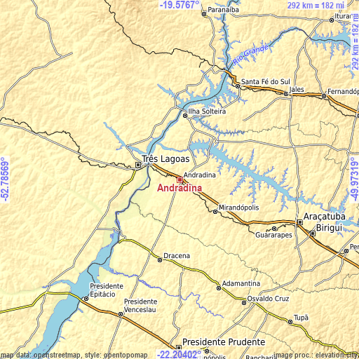 Topographic map of Andradina