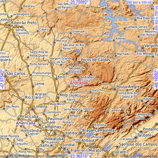 Topographic map of Andradas