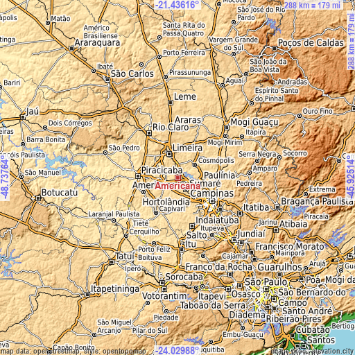 Topographic map of Americana