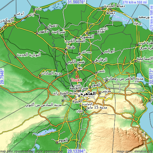 Topographic map of Toukh