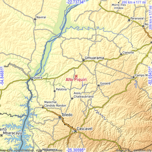 Topographic map of Alto Piquiri