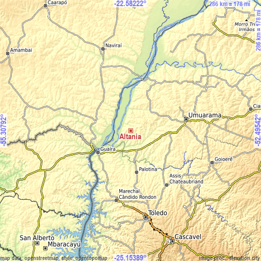 Topographic map of Altãnia