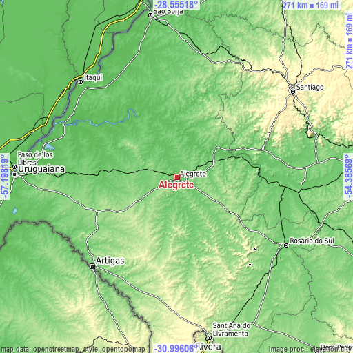 Topographic map of Alegrete