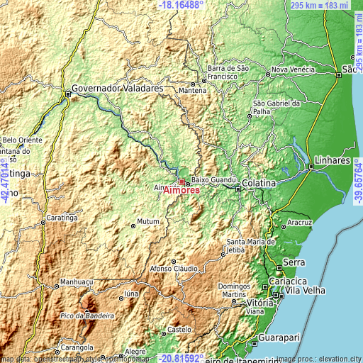 Topographic map of Aimorés