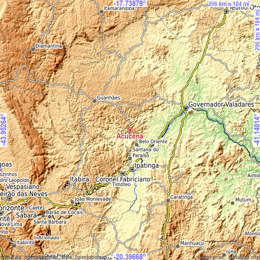 Topographic map of Açucena