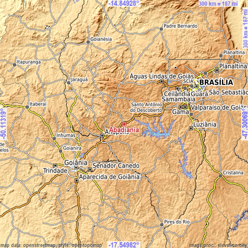 Topographic map of Abadiânia