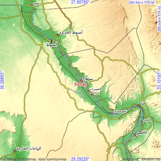 Topographic map of Sohag