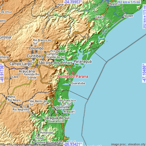 Topographic map of Pontal do Paraná