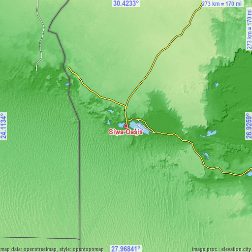 Topographic map of Siwa Oasis
