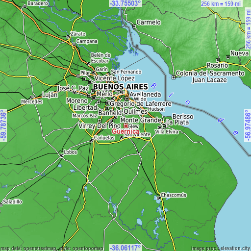 Topographic map of Guernica