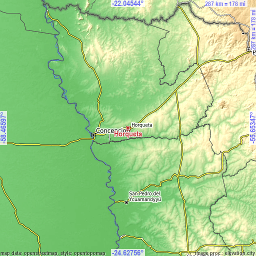 Topographic map of Horqueta