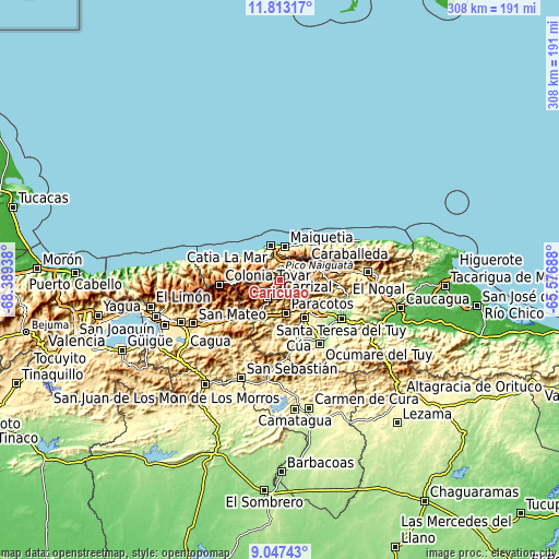 Topographic map of Caricuao