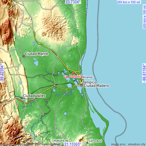 Topographic map of La Colonia