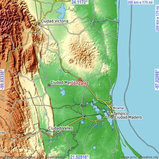 Topographic map of González