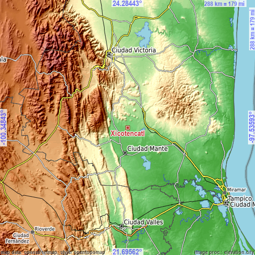 Topographic map of Xicoténcatl