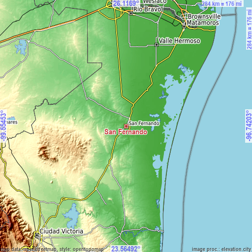 Topographic map of San Fernando