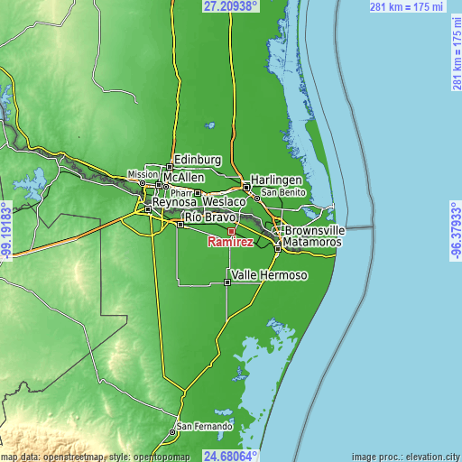 Topographic map of Ramírez