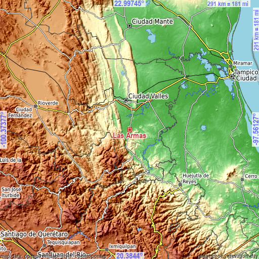 Topographic map of Las Armas