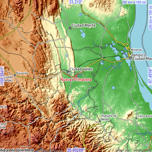 Topographic map of Nueva Primavera