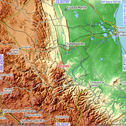 Topographic map of Tampate