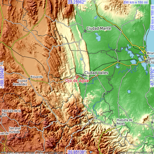 Topographic map of Ojo de Agua