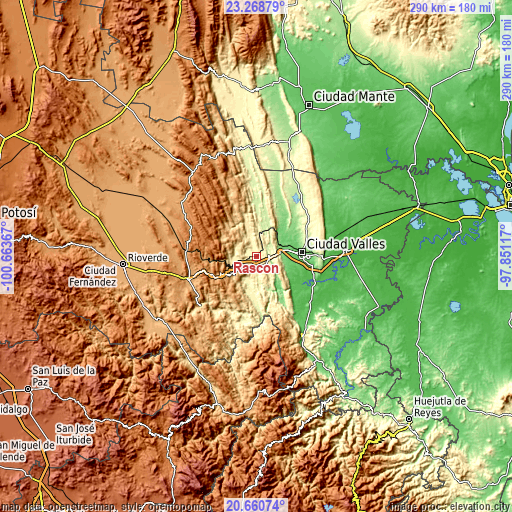 Topographic map of Rascón