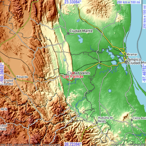 Topographic map of Las Palmas