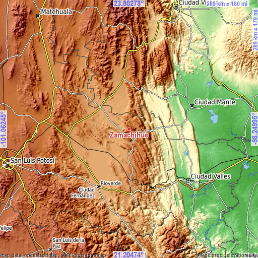 Topographic map of Zamachihue