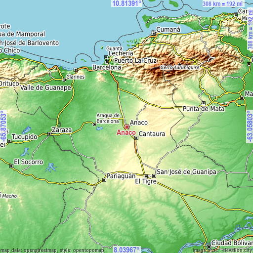Topographic map of Anaco