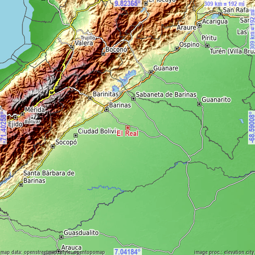 Topographic map of El Real
