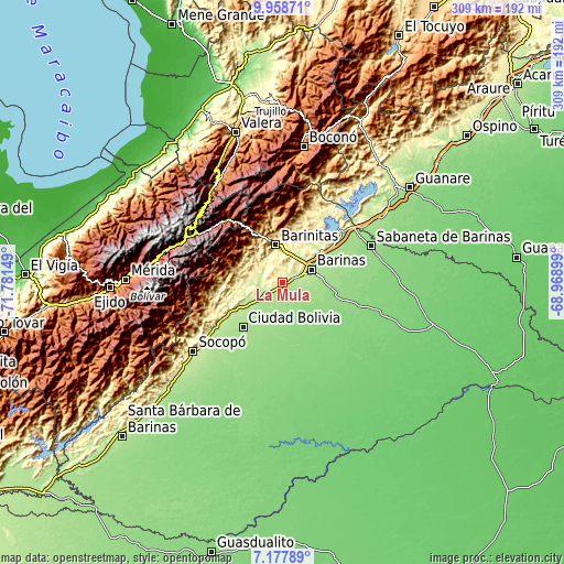 Topographic map of La Mula