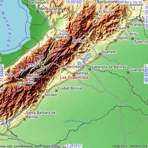 Topographic map of Los Guasimitos