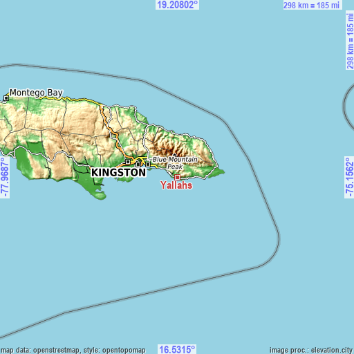 Topographic map of Yallahs