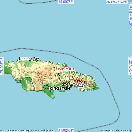 Topographic map of Port Maria